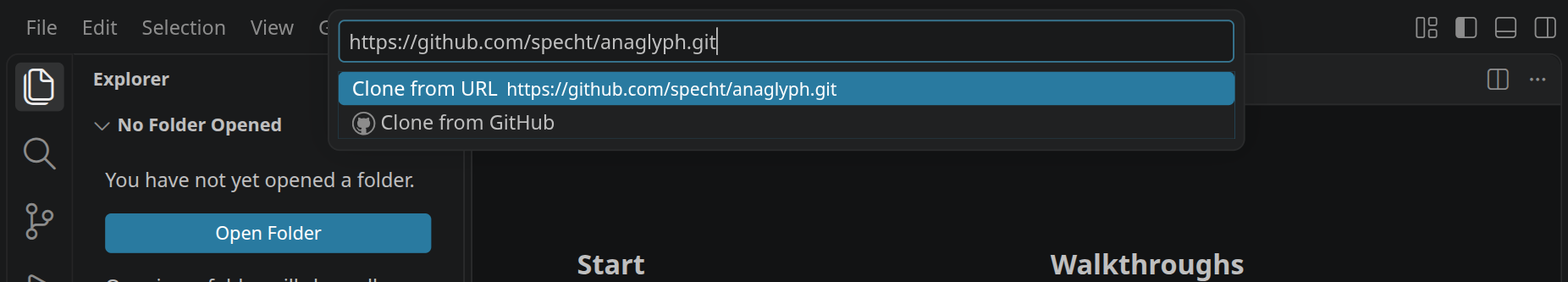 Das Eingabefeld für die Adresse des Repositorys.