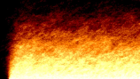 Pixeliges Feuer, unten hellgelb, nach oben dunkelrot