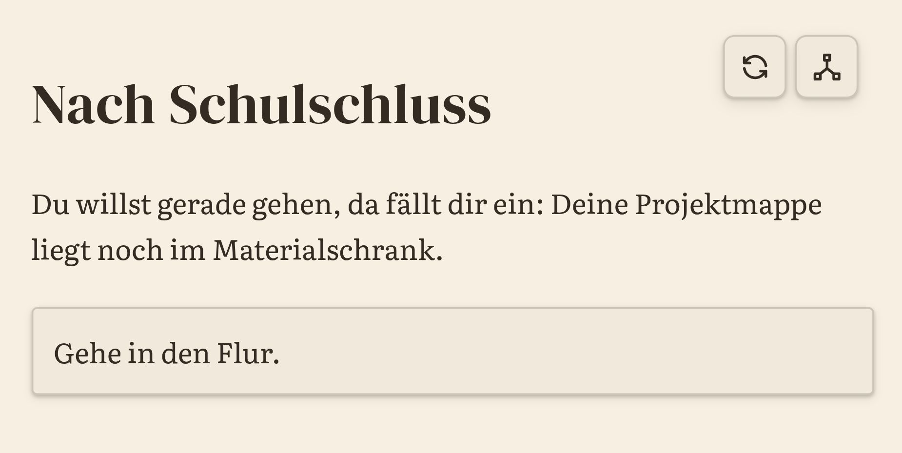 Die Geschichte im cremefarbenen Paper-Theme mit Serifenschrift.