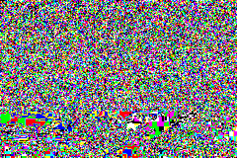 Die Bitebene 0 mit der komprimierten Spezifikation: gleichmäßiges Rauschen.