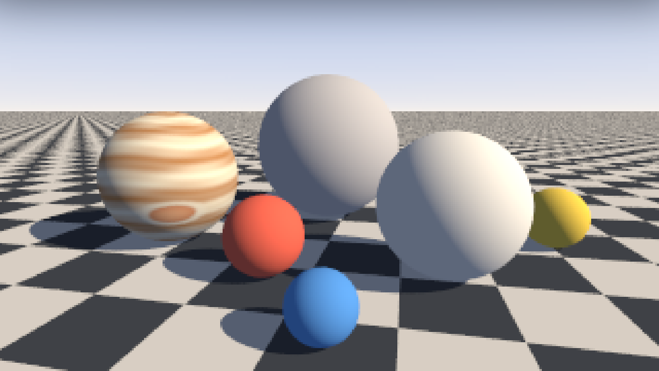 Links steht statt der orangen Kugel ein Planet wie Jupiter mit breiten und feinen braunen und cremefarbenen Streifen und unten einem roten ovalen Fleck in einem hellen Ring.