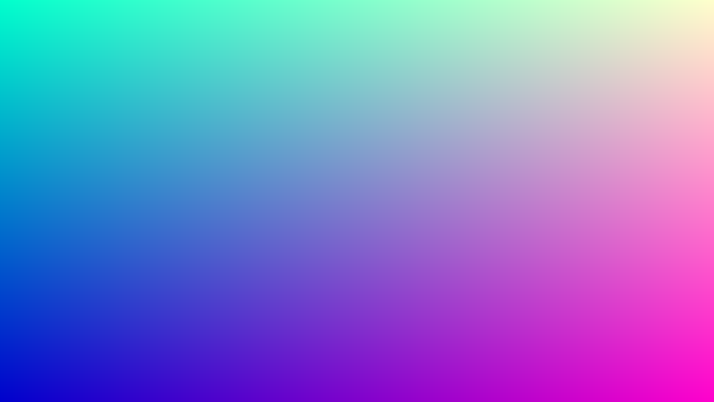 Ein Farbverlauf über das ganze Bild: links unten Blau, links oben Türkis, rechts unten Magenta, rechts oben fast Weiß.