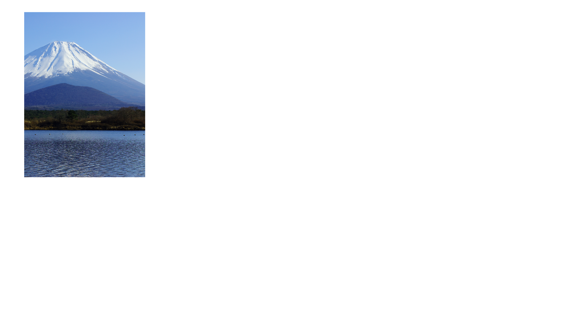 Ein schmaler, unverzerrter Ausschnitt des Fotos mit dem Gipfel des Fuji.