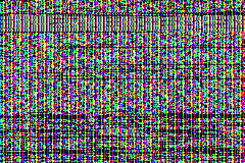 Die Bitebene 0 mit der Spezifikation als Text: regelmäßige senkrechte Streifen.